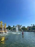 Moscow, Russia - June 20 , 2023 Fountain of Friendship of Peoples at the All-Russian Exhibition Center photo
