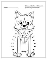 Cute Animals Dot To Dot Pages for Kids, Coloring pages for Kids vector