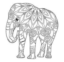 Elephant mandala coloring book, Indian elephant mandala, Ornate elephant, Hand drawn vector illustration