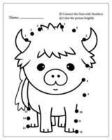 Cute Animals Dot To Dot Pages for Kids, Coloring pages for Kids vector