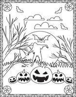 Halloween Coloring Pages, Halloween Coloring pages for kids, Halloween illustration, Halloween Vector, Black and white vector