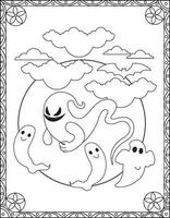 Halloween Coloring Pages, Halloween Coloring pages for kids, Halloween illustration, Halloween Vector, Black and white vector