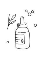Anti-aging peptide skin schema. infographic, Serum treatment for our skin care. Doodle hand drawn. vector