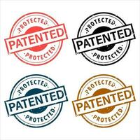 Patented Protected Seal Intellectual Property Protected Badge Collection in Paper Texture Vector