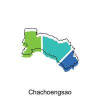 Map of Chachoengsao vector design template, national borders and important cities illustration, Stylized map of Thailand