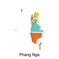 Phang Nga Map. vector map of Thailand design template with outline graphic sketch style isolated on white background