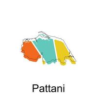 Map of Pattani vector design template, national borders and important cities illustration, Stylized map of Thailand