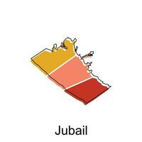 Map of Jubail design template, World Map International vector template with outline graphic sketch style isolated on white background