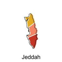 Jeddah map. vector map of Saudi Arabia capital Country colorful design, illustration design template on white background