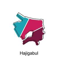 Hajigabul City Republic of Azerbaijan map vector illustration, vector template with outline graphic sketch style isolated on white background