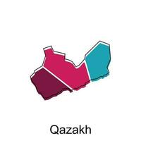map of Qazakh vector design template, national borders and important cities illustration on white background
