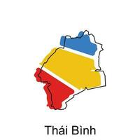 Map of Thai Binh vector design template, World Map International vector template with outline graphic sketch style isolated on white background