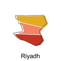 Map of Riyadh design template, World Map International vector template with outline graphic sketch style isolated on white background