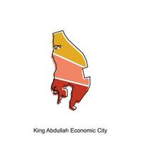 Map of King Abdullah Economic City design template, World Map International vector template with outline graphic sketch style isolated on white background