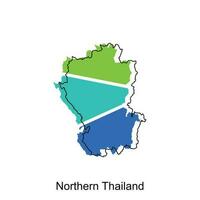 Map of Northern Thailand vector design template, national borders and important cities illustration