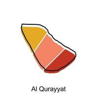 map of Al Qurayyat colorful modern vector design template, national borders and important cities illustration