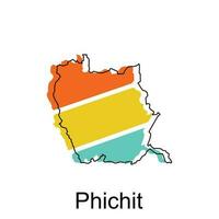 Phichit Map. vector map of Thailand design template with outline graphic sketch style isolated on white background