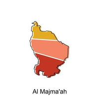 Map of Al Majma'ah design template, World Map International vector template with outline graphic sketch style isolated on white background