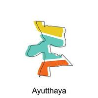 ayutthaya mapa. vector mapa de Tailandia diseño modelo con contorno gráfico bosquejo estilo aislado en blanco antecedentes