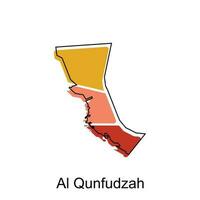 map of Al Qunfudzah colorful modern vector design template, national borders and important cities illustration