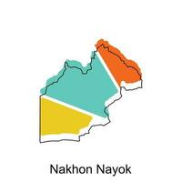 Map of Nakhon Nayok vector design template, national borders and important cities illustration