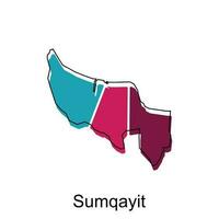 map of Sumqayit vector design template, national borders and important cities illustration on white background