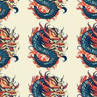 Abstract dragon seamless vector pattern. Endless ornament.