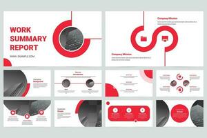 Red modern business work report slide presentation template vector