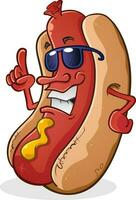 A groovy hot dog character wearing sunglasses looking all cool and telling you how it is vector