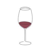 vaso con rojo vino dibujado en uno continuo línea. uno línea dibujo, minimalismo vector ilustración.