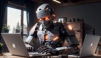 Robot Humanoid Empowered by Technology Creates Content, and Delivers Smart Answers photo