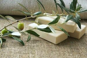 Soap bars with olive oil photo