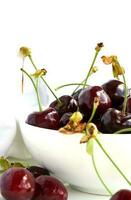 Black sweet cherries. Closeup photo