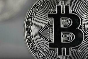 Closeup of digital asset -bitcoin. photo