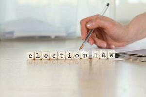 Word ELECTION LAW composed of wooden letter photo