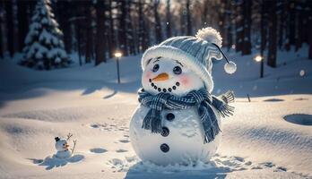 A Cheery Christmas Background Banner with a Laughing Snowman photo