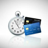 Timer and credit card. Fast Loan Concept. Vector illustration