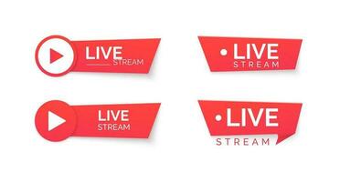 Set of live stream red icons. Online streaming Banner. Vector illustration