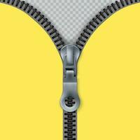 Zipper. Zippered lock and unlock. Closed and open zipper. Vector illustration