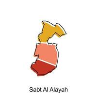 Map of Sabt Al Alayah design template, World Map International vector template with outline graphic sketch style isolated on white background