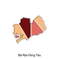 Map of Ba Ria Vung Tau vector design template, World Map International vector template with outline graphic sketch style isolated on white background