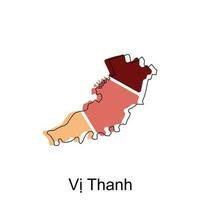 Map of Vi Thanh vector design template, World Map International vector template with outline graphic sketch style isolated on white background