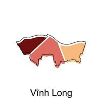 Map of Vinh Long modern outline High detailed illustration map, World map country vector illustration template