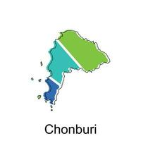 Map of Chonburi vector design template, national borders and important cities illustration