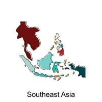 Map of Southeast Asia modern geometric with outline vector template design, World Map International vector template with outline graphic sketch style isolated on white background