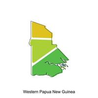 Map of Western Papua New Guinea vector design template, national borders and important cities illustration