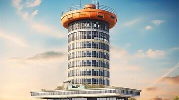 el torre de Europa, europaturm, en Fráncfort del Meno, Alemania. generativo ai foto