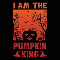 I am the pumpking King Halloween T-shirt Design vector