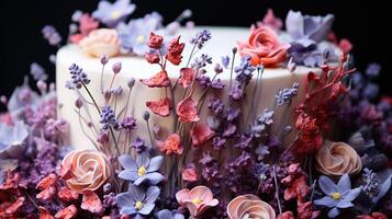 Dried flower cake close-up. photo