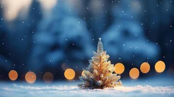 nuevo años foto zona, un real Navidad árbol en el calle. generativo ai